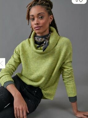 NWT Anthropologie Glenna Cowl Neck Sweater, Chartreuse